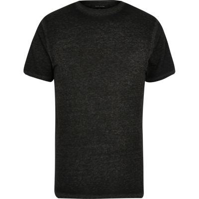 Dark grey burnout slim fit T-shirt